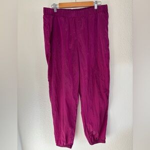 Gap Fit Fuchsia Lightweight Lustre Windbreaker High Rise Jogger Pants Size XL